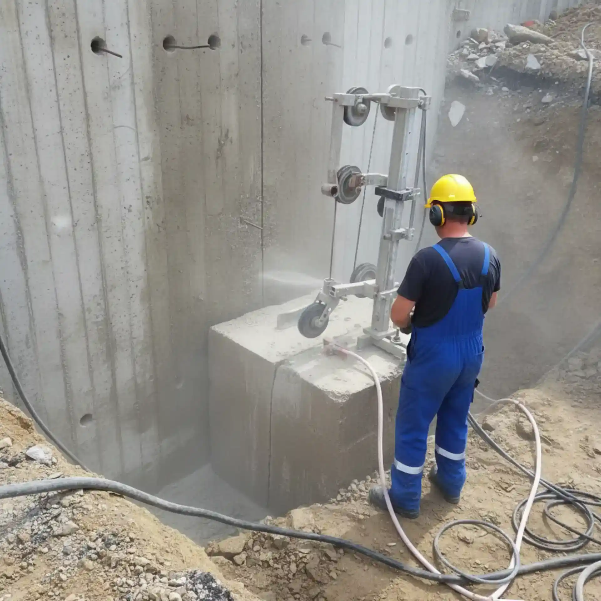 Fundament arbejde med beton og stålkonstruktion til byggeprojekt.