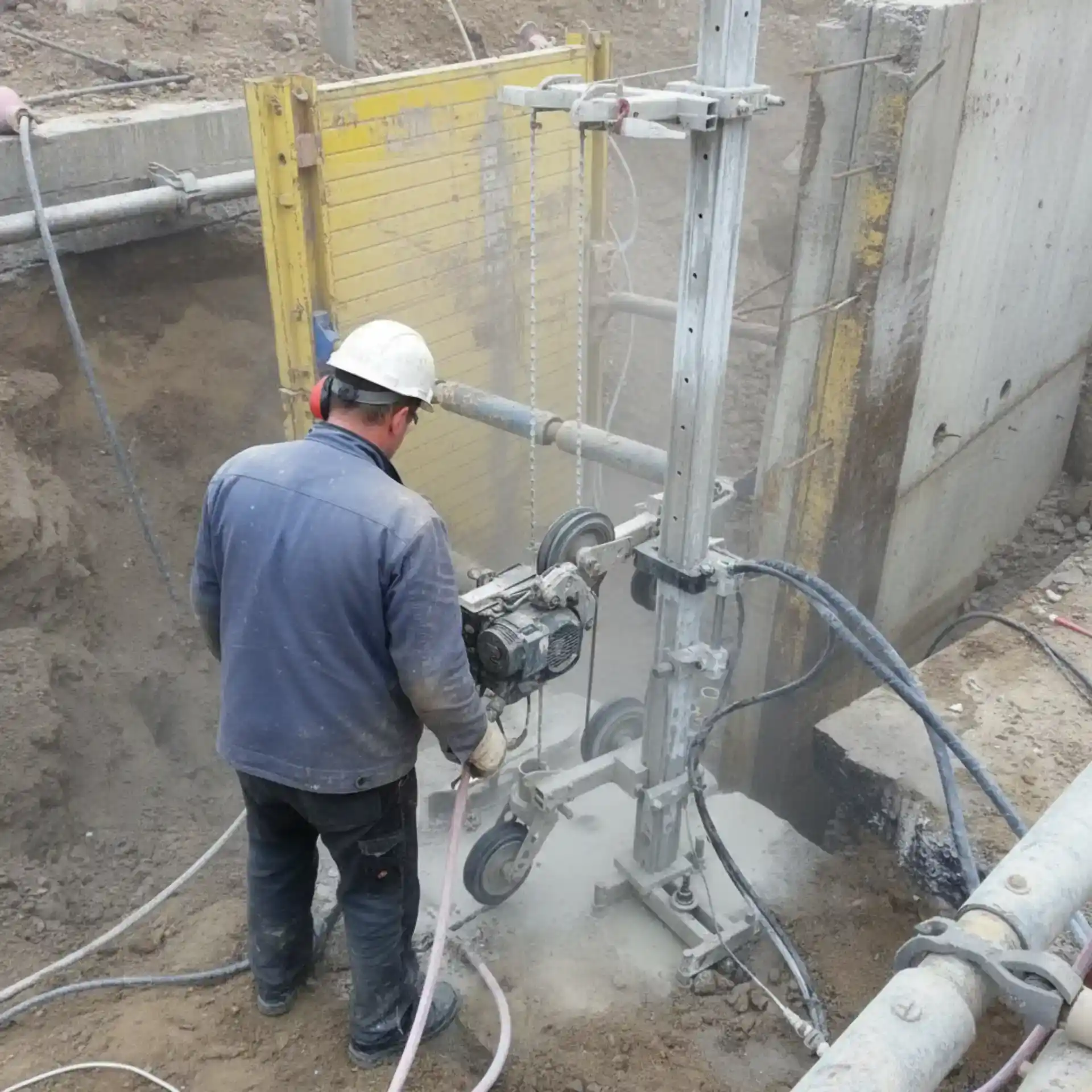 Borearbejde med høj præcision og sikkerhed på byggepladsen.